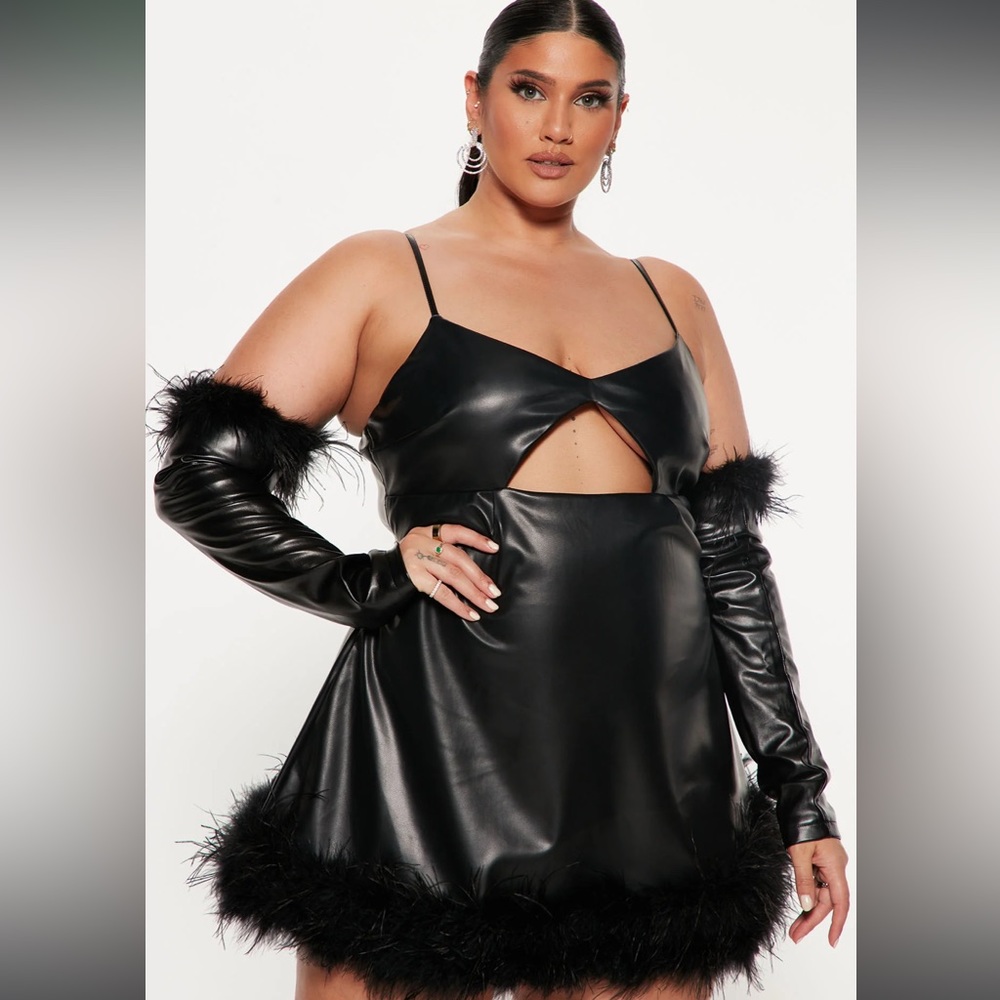 Fashionnova Alicia gloved faux leather dress set size 3x